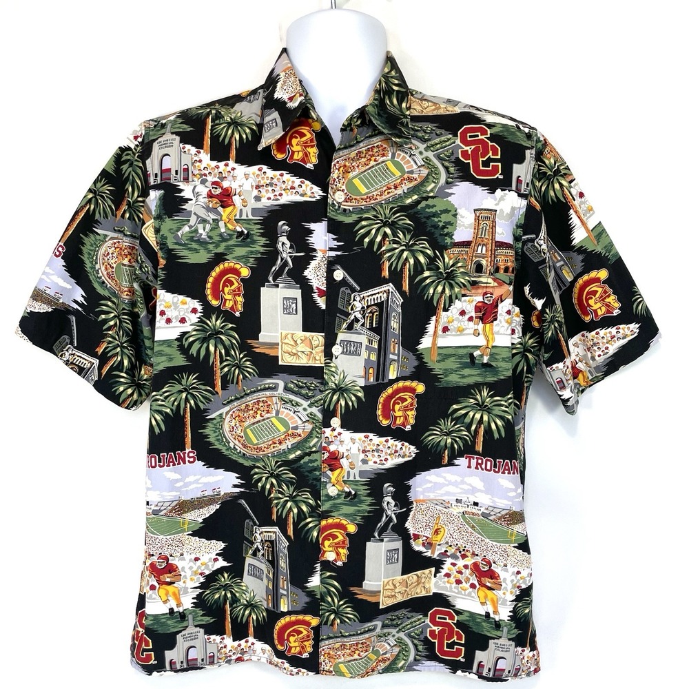 Reyn Spooner USC Trojans Hawaiian Aloha Shirt Mens M NCAA Button Up Retro